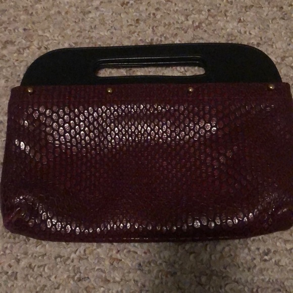 SOLD- Carrie Dunham red leather clutch - like new - Picture 4 of 4